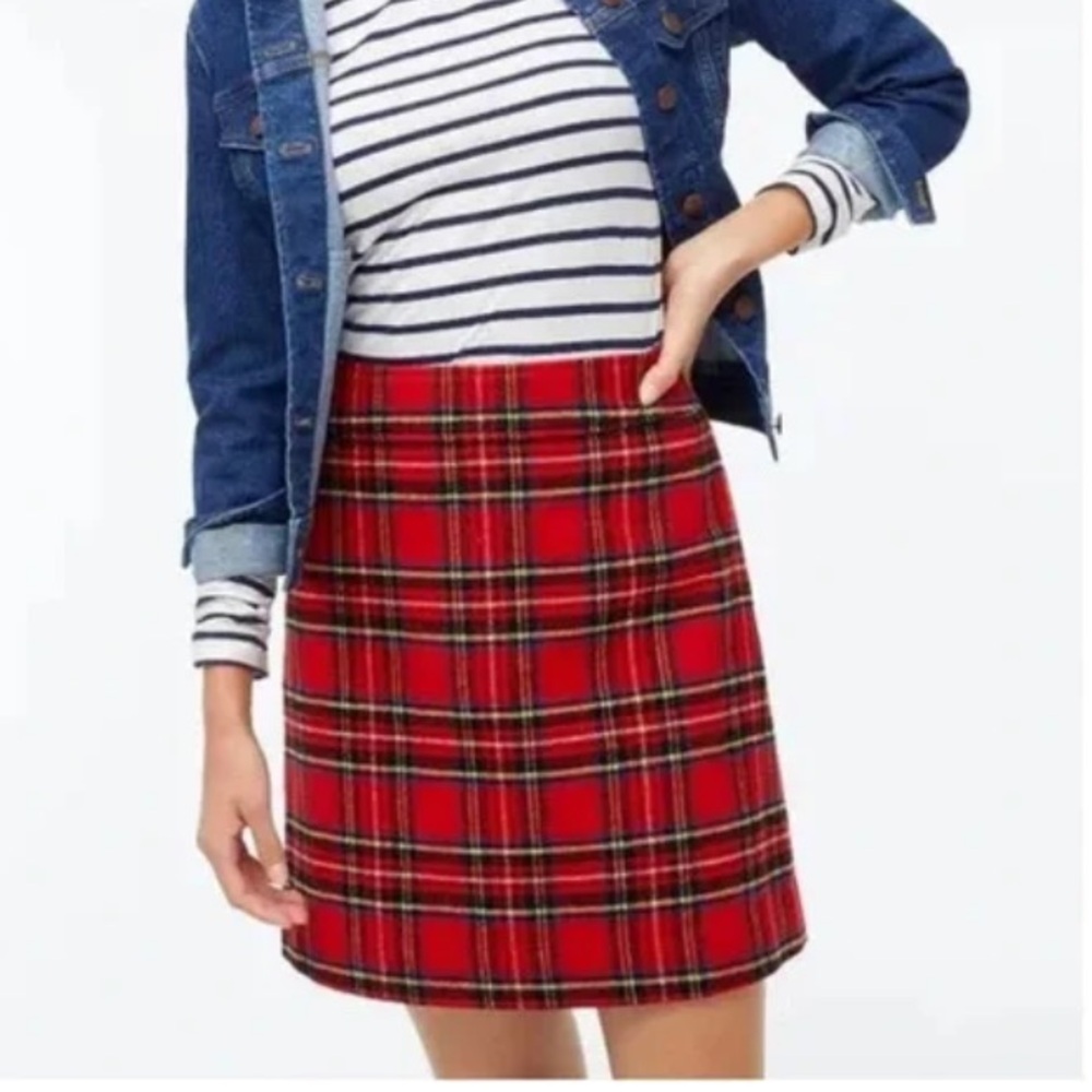 J. Crew Factory Red Plaid A-Line Skirt